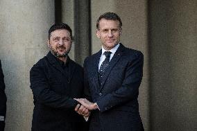 Macron Welcomes Zelensky at the Elysee Palace - Paris