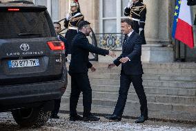 Macron Welcomes Zelensky at the Elysee Palace - Paris
