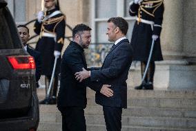 Macron Welcomes Zelensky at the Elysee Palace - Paris