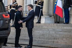 Macron Welcomes Zelensky at the Elysee Palace - Paris