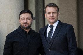 Macron Welcomes Zelensky at the Elysee Palace - Paris