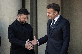 Macron Welcomes Zelensky at the Elysee Palace - Paris