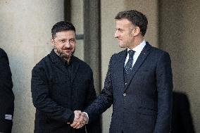 Macron Welcomes Zelensky at the Elysee Palace - Paris