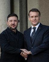 Macron Welcomes Zelensky at the Elysee Palace - Paris