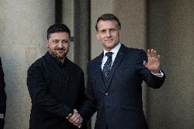 Macron Welcomes Zelensky at the Elysee Palace - Paris