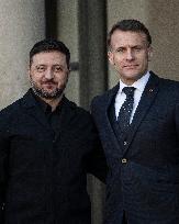 Macron Welcomes Zelensky at the Elysee Palace - Paris