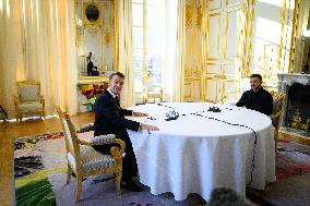 Macron Meets Zelensky at the Elysee Palace - Paris