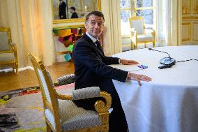 Macron Meets Zelensky at the Elysee Palace - Paris