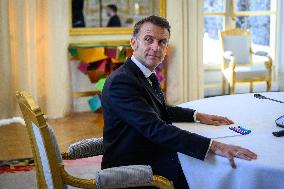 Macron Meets Zelensky at the Elysee Palace - Paris