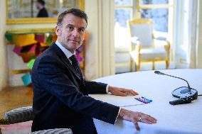 Macron Meets Zelensky at the Elysee Palace - Paris