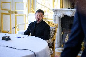 Macron Meets Zelensky at the Elysee Palace - Paris