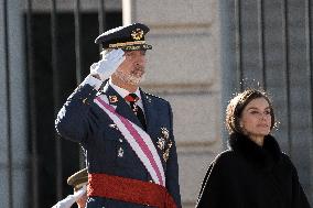 Royals At The Military Easter At The Royal Palace - Madrid