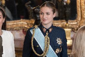 Royals At The Military Easter At The Royal Palace - Madrid