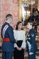 Royals At The Military Easter At The Royal Palace - Madrid