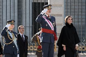 Royals At The Military Easter At The Royal Palace - Madrid