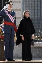 Royals At The Military Easter At The Royal Palace - Madrid
