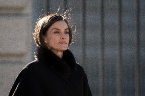 Royals At The Military Easter At The Royal Palace - Madrid