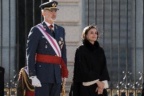 Royals At The Military Easter At The Royal Palace - Madrid