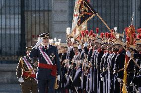 Royals At The Military Easter At The Royal Palace - Madrid