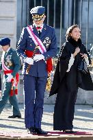 Royals At The Military Easter At The Royal Palace - Madrid
