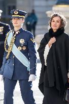 Royals At The Military Easter At The Royal Palace - Madrid