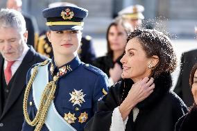 Royals At The Military Easter At The Royal Palace - Madrid