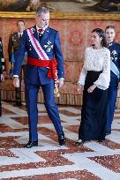 Royals At The Military Easter At The Royal Palace - Madrid
