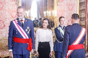 Royals At The Military Easter At The Royal Palace - Madrid