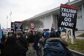 Protesters gather to denounce Trump administration's actions in venezuela