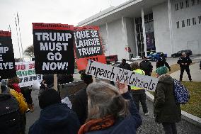 Protesters gather to denounce Trump administration's actions in venezuela