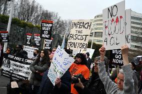Protesters gather to denounce Trump administration's actions in venezuela