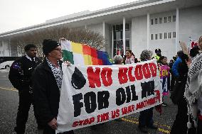 Protesters gather to denounce Trump administration's actions in venezuela