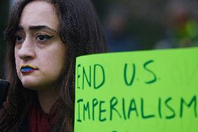 Protesters gather to denounce Trump administration's actions in venezuela