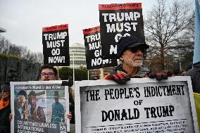 Protesters gather to denounce Trump administration's actions in venezuela