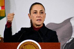 Mexican President Claudia Sheinbaum Holds Briefing Conference - Mexico