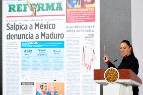 Mexican President Claudia Sheinbaum Holds Briefing Conference - Mexico