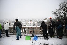 Slip Under Snow in Montmartre - Paris