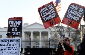 Protesters gather to denounce raids conducted by the US Immigration and Customs Enforcement (ICE)