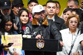 Colombian President Delivers a Speech During a Rally - Bogota