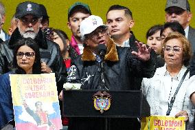Colombian President Delivers a Speech During a Rally - Bogota
