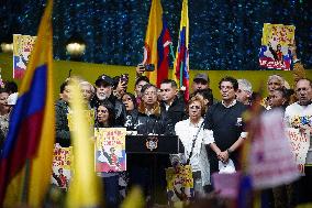 Colombian President Delivers a Speech During a Rally - Bogota