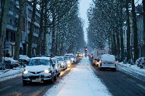 Snowfall in Lille - France