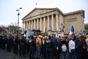 Farmers Protest In Front Of The National Assembly - Paris