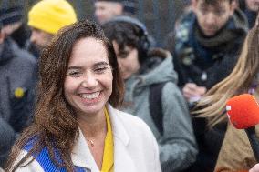 Sarah Knafo At Farmers Protest - Paris
