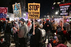 Protesters demonstrate against raids conducted by the US Immigration and Customs Enforcement (ICE)  OD