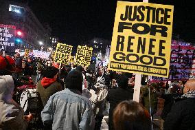 Protesters demonstrate against raids conducted by the US Immigration and Customs Enforcement (ICE)  OD