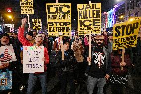 Protesters demonstrate against raids conducted by the US Immigration and Customs Enforcement (ICE)  OD