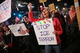 Protesters demonstrate against raids conducted by the US Immigration and Customs Enforcement (ICE)  OD