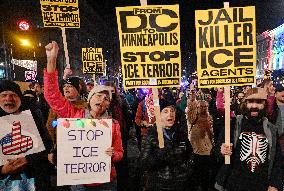 Protesters demonstrate against raids conducted by the US Immigration and Customs Enforcement (ICE)  OD