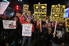 Protesters demonstrate against raids conducted by the US Immigration and Customs Enforcement (ICE)  OD